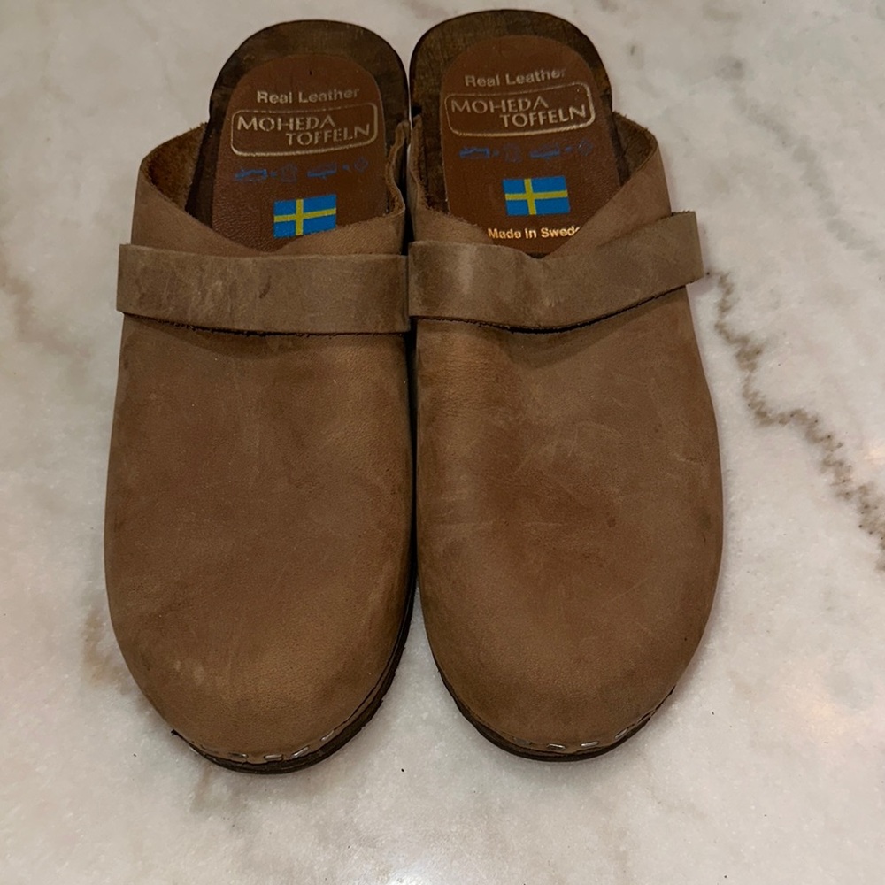 Brown Slip-On Loafers with Contoured Footbed Size38 Real Leather Made in Sweden